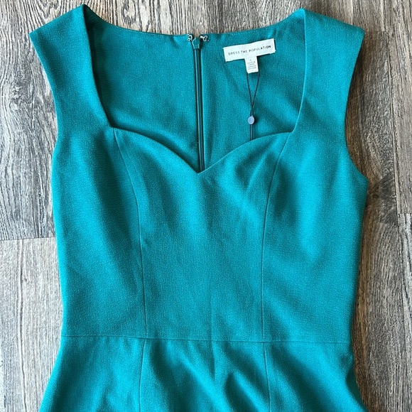 Dress the Population Dress Blue Midi Elle Dress Size Small Sleeveless Sheath - Picture 6 of 14